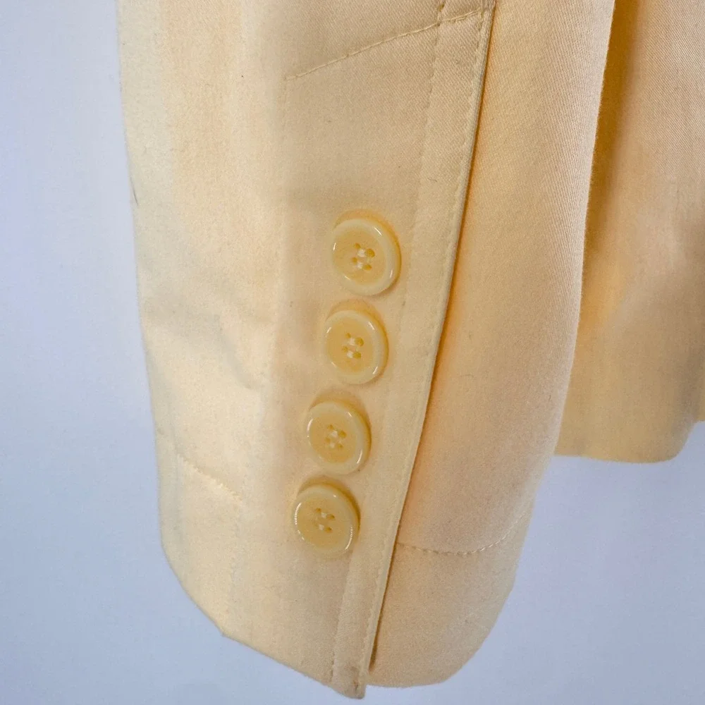 Tall Stretch Blazer Pastel Butter Yellow‎ Single Button Jacket Size 18T